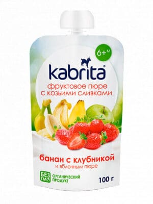 Пюре фруктовое Kabrita Банан с клубникой и яблочным пюре 100 г