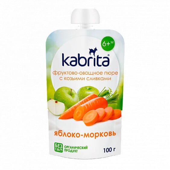 Пюре фруктово-овощное Kabrita Яблоко-Морковь 100 г
