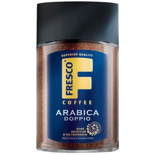 Кофе FRESCO doppio с добавлением молотого стекло банка 100 г.