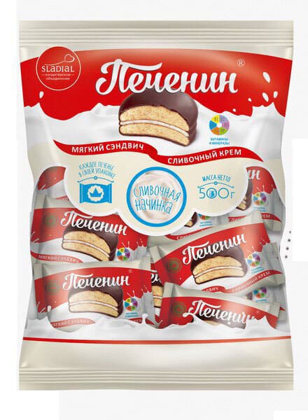 Сдоба 500гр Печенин со слив.кремом в глазури.Сладиал