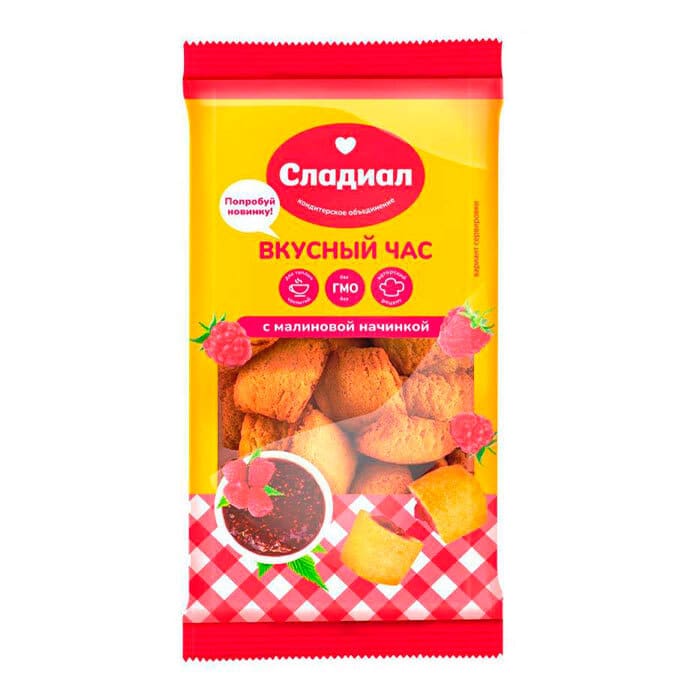 Сдоба 400гр Вкусный час с нач.малина.Сладиал