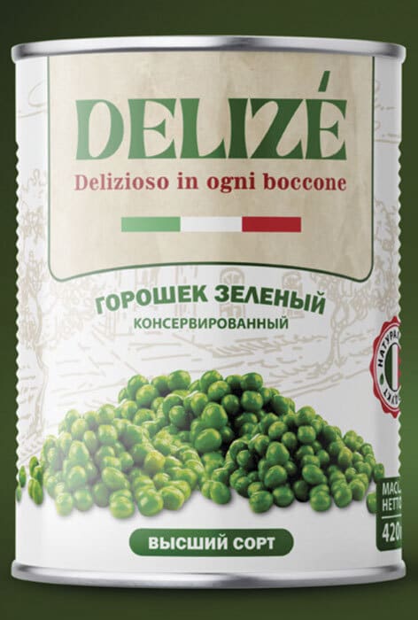 Горошек зелёный Delize с ключом 425 мл