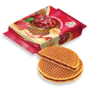 Вафли Мягкие вафли с клубнич.начинкой 150гр