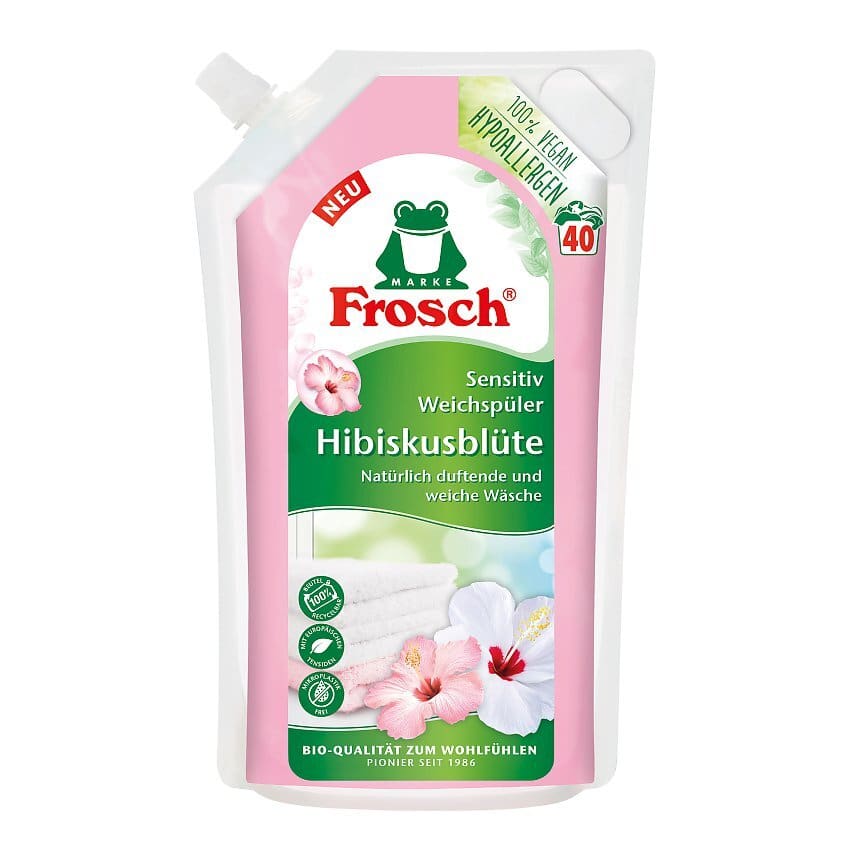 Ополаскиватель для белья концентрированный Frosch Цветок гибискуса дой-пак 1,0 л