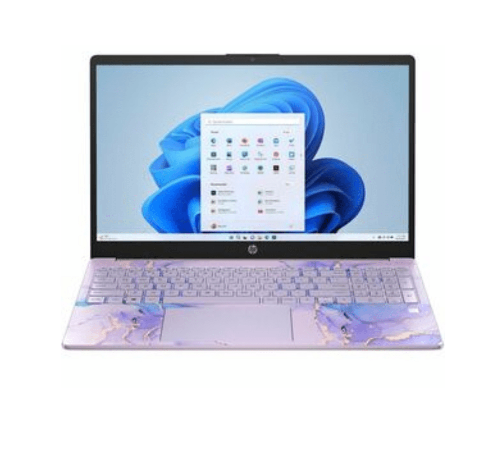 HP 15-fd0123ds 15.6″ Сенсорный Ноутбук — Intel N100, 4GB LPDDR5, 128GB UFS, Wi-Fi 6, Windows 11 Home in S Mode, Winter Lavender / Natural Silver (Refurbished)