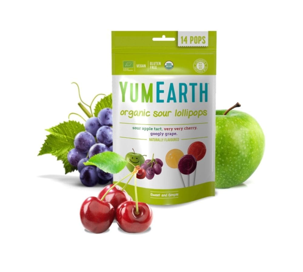 Органические леденцы YumEarth яблоко, вишня, виноград 14 Pops