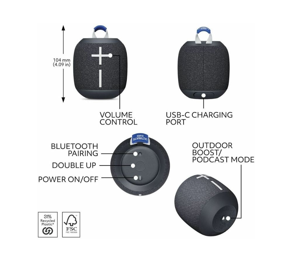 Ultimate Ears WONDERBOOM 4 | Портативная Bluetooth-колонка | 360° Звук | Водонепроницаемая | Плавающая | Black - Image 2